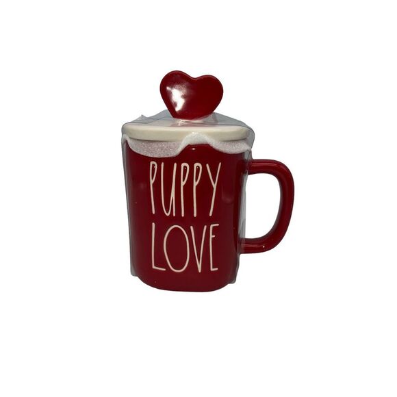 Rae Dunn Puppy Love Mug With Heart Topper - Picture 1 of 1